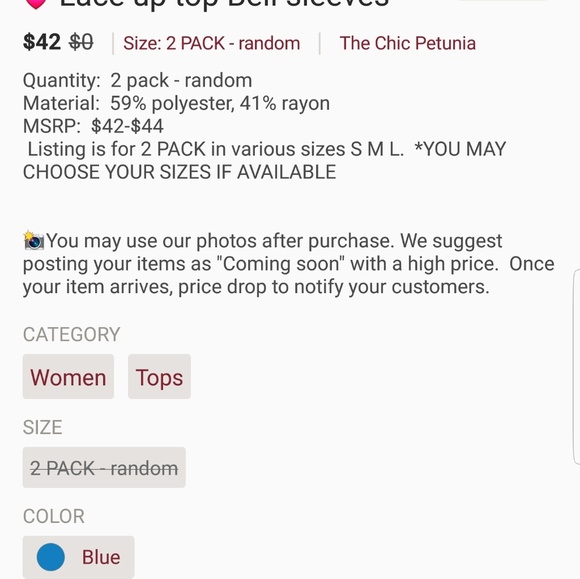 LACE UP TOP BELL SLEEVES - Picture 4 of 4