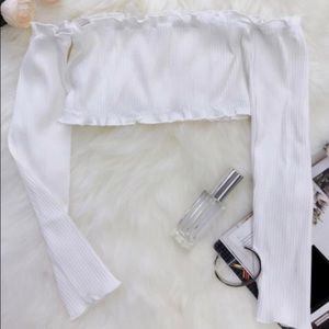 Off the shoulder long sleeved crop top