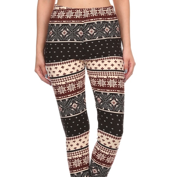 NEW PLUS WINTER SNOW FLAKE LEGGINGS 3X 4X - Picture 5 of 5