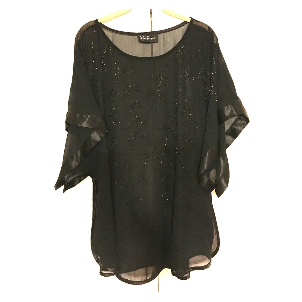 S.L. Fashions black beaded overlay