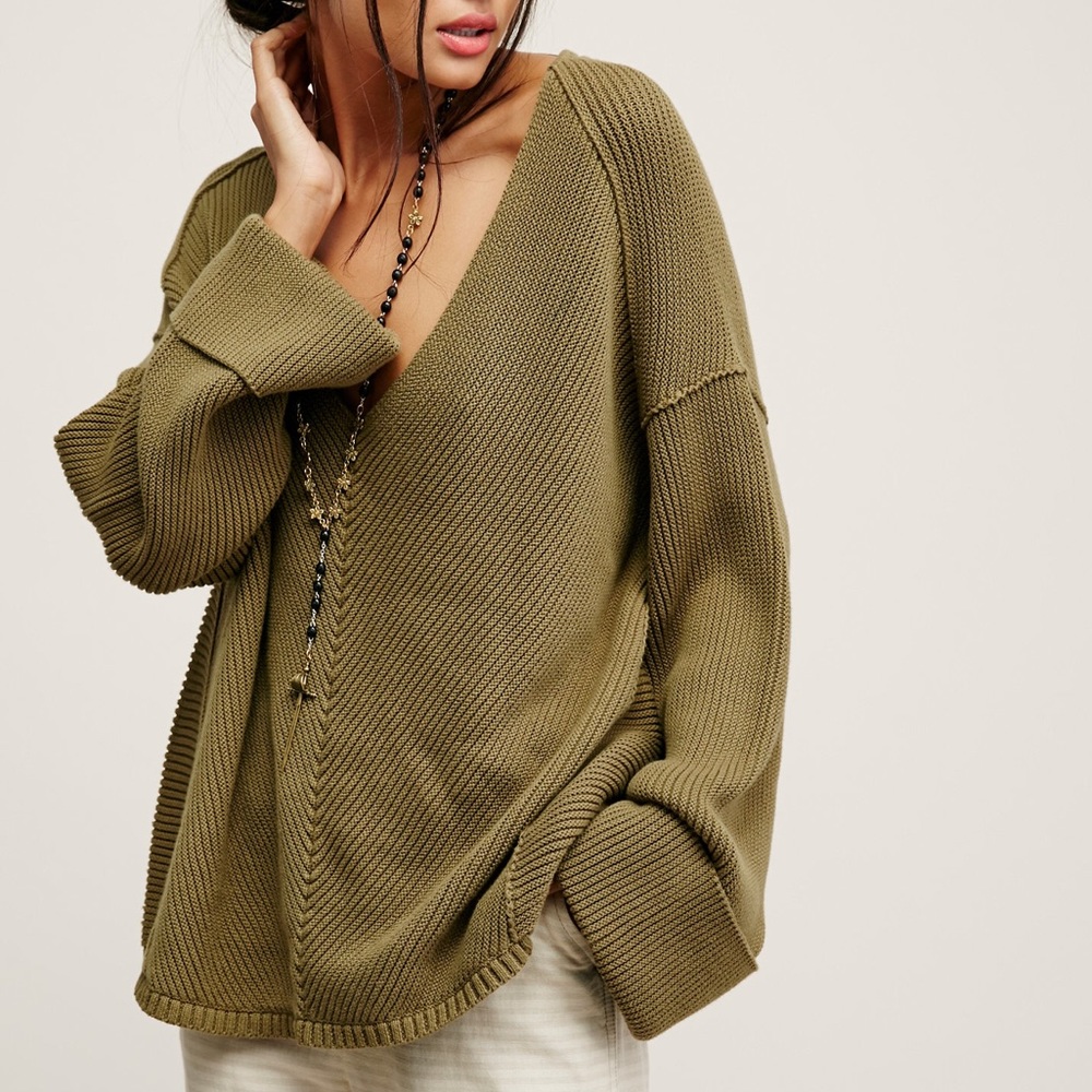 Free People La Brea V Neck Sweater XS