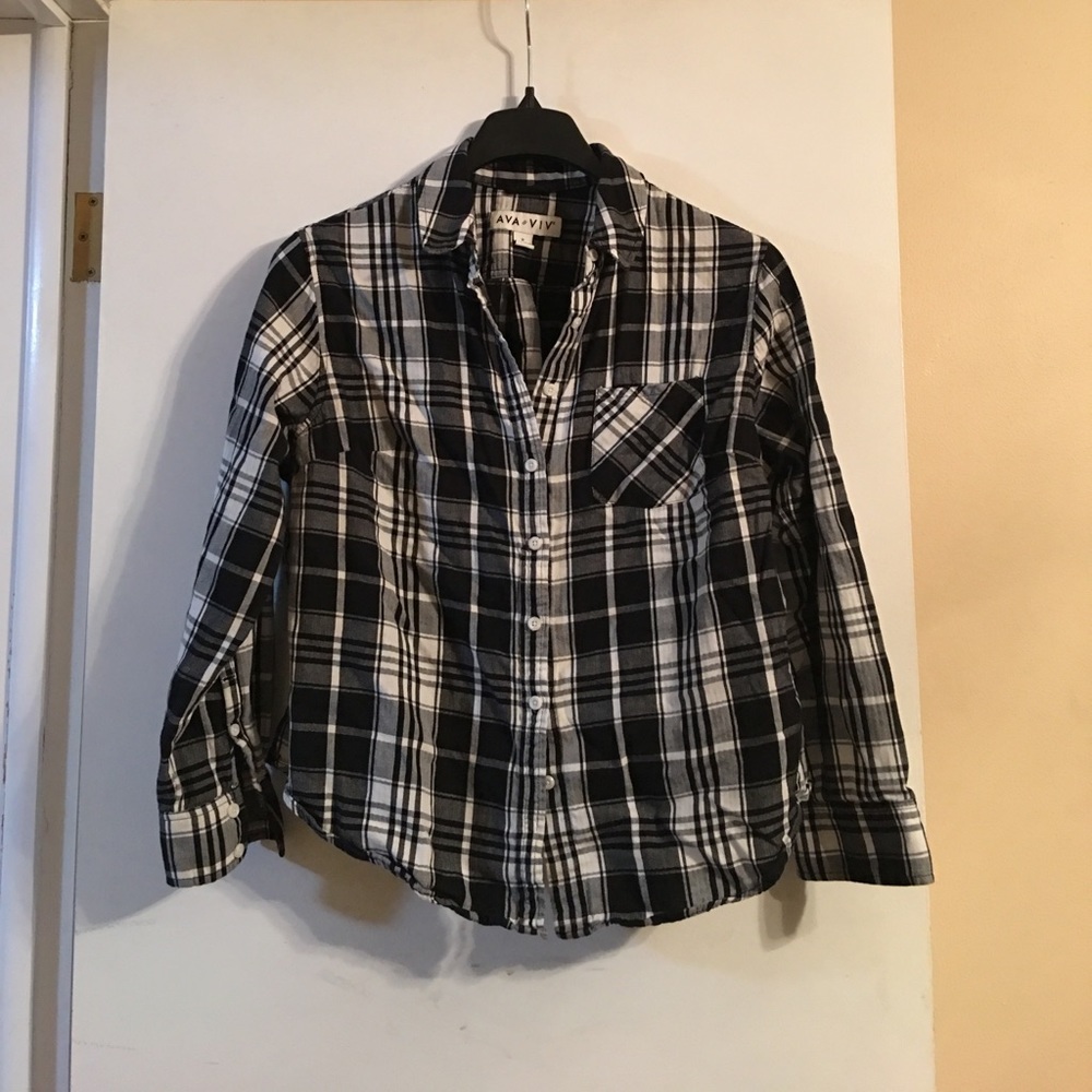 Ava & Viv plaid button down