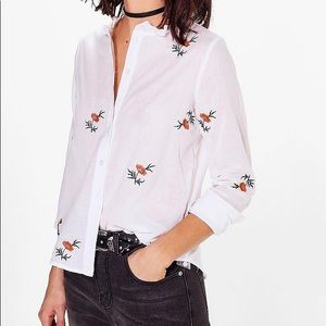 Vintage embroidered button-down cotton shirt
