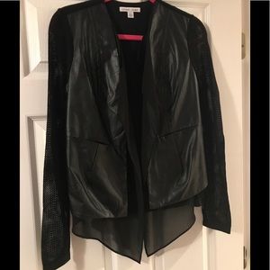 Tribal Jeans Black faux leather and sweater jacket