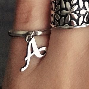 'A' Charm ring