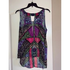 Colorful Bisou Bisou sheer top