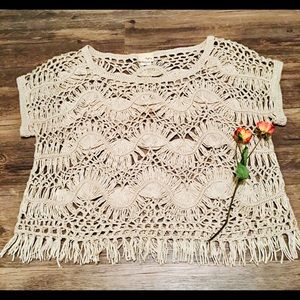 Daytrip Crochet Knit Short Sleeve Sweater