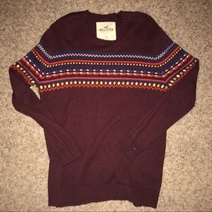 burgundy pattern sweater