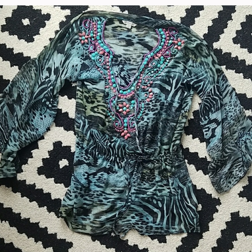 Boston proper beaded cover up