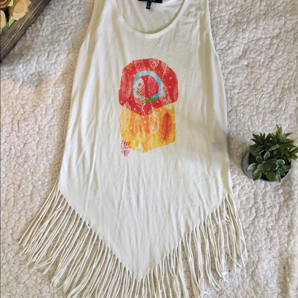 White fringe tank top