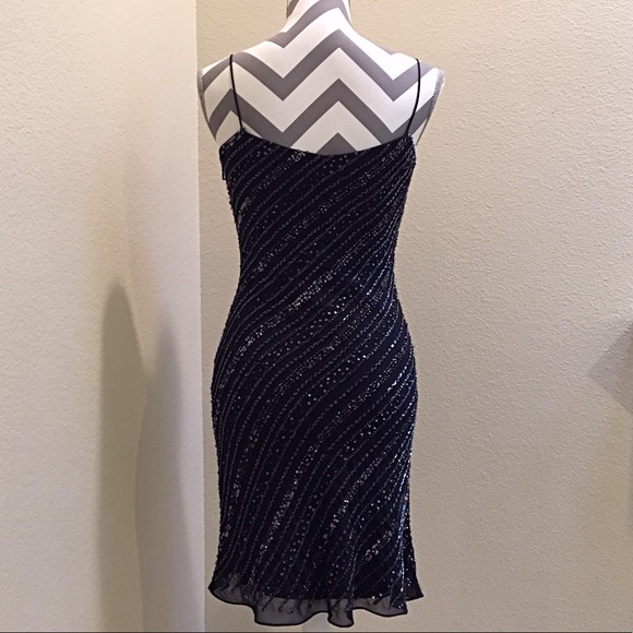 Adrianna Papell Short Navy Beaded cocktail dress - Picture 2 of 5
