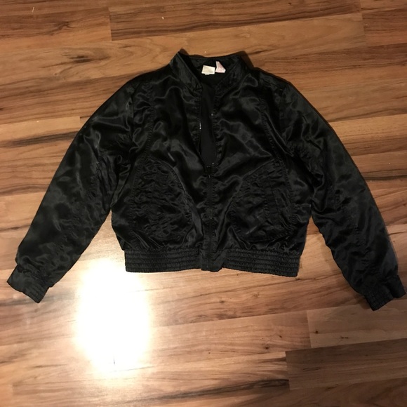 Black Satin bomber jacket - Picture 1 of 4