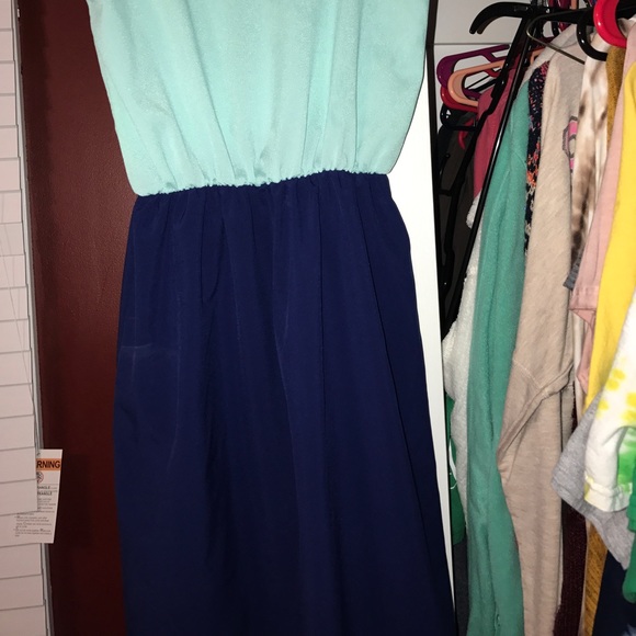 Lime green,light blue, and royal blue medium dress - Picture 2 of 4