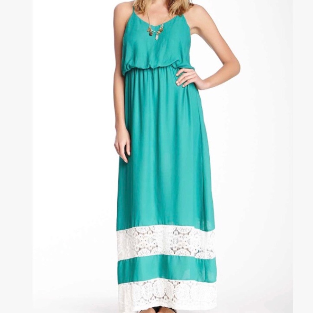 Sleeveless Lace Panel Maxi Dress NWOT