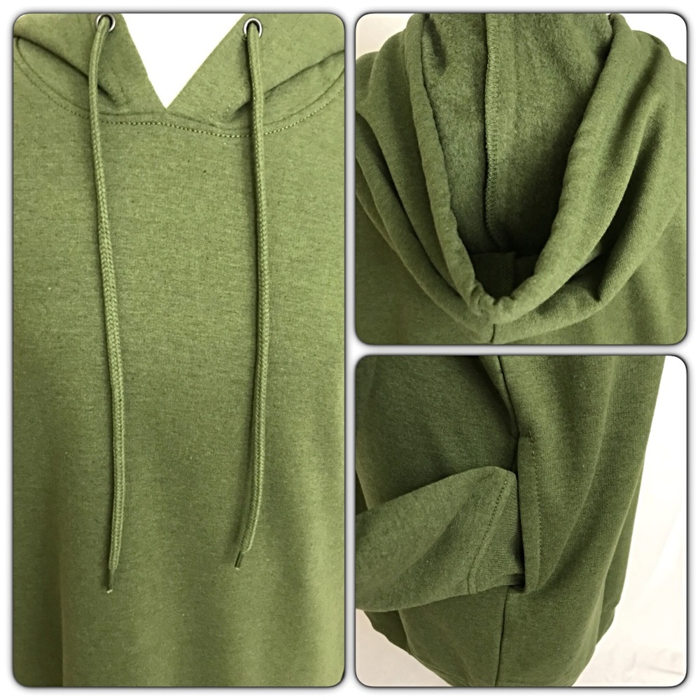 Olive Green Tunic Length Hoodie With Pockets Sold - Picture 3 of 4