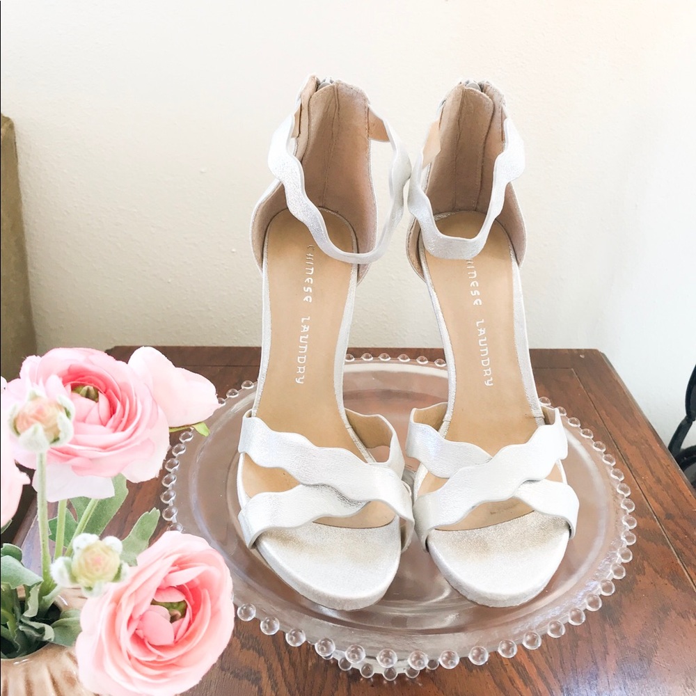Silver Chinese Laundry “blossom” Heels