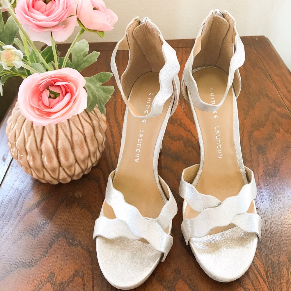 Silver Chinese Laundry “blossom” Heels - Picture 2 of 8