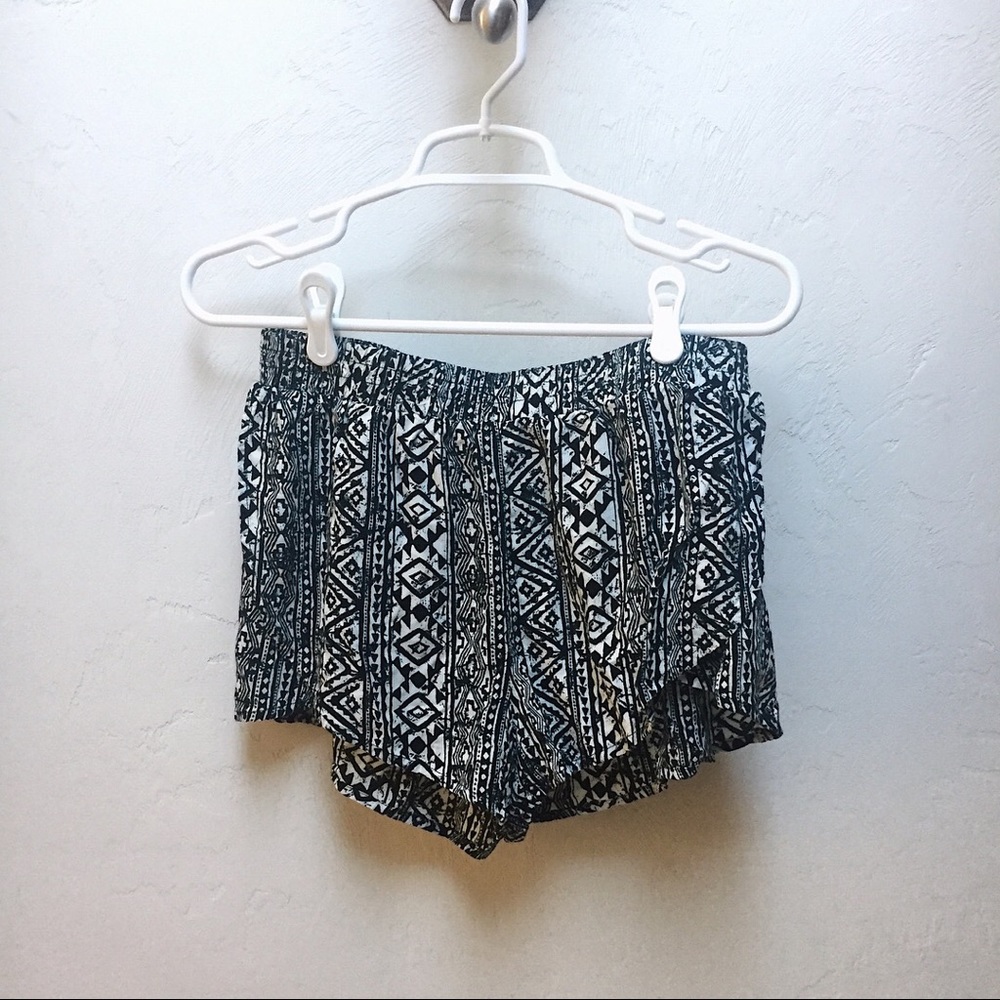 Black and White Fabric Shorts
