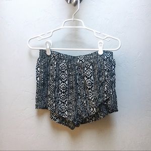 Black and White Fabric Shorts