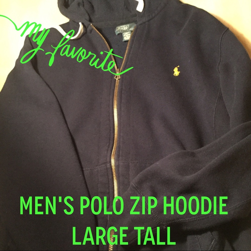Men's navy zip hoodie. Large Tall.