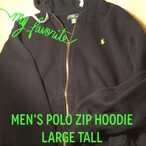 Men's navy zip hoodie. Large Tall.