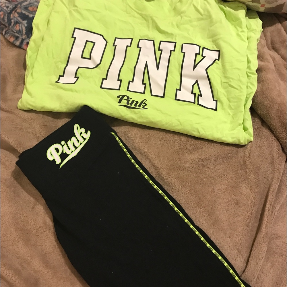 PINK legging and long sleeve top