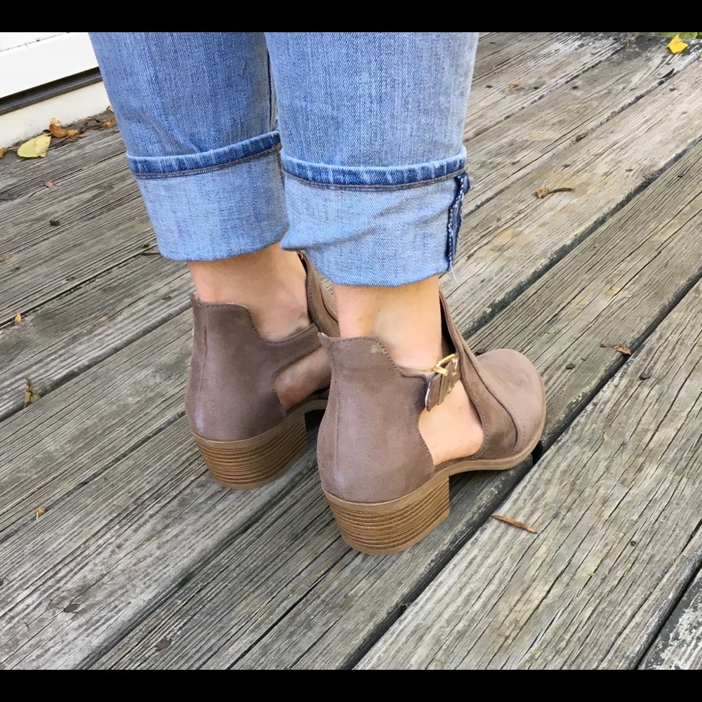 SOLD OUT - Cut Out Booties Vegan Suede in Taupe - Picture 8 of 8