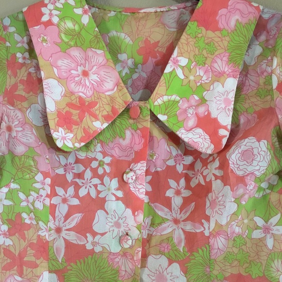 go go floral 60s vintage hippie button blouse top - Picture 4 of 5