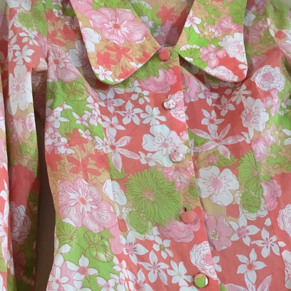 go go floral 60s vintage hippie button blouse top - Picture 2 of 5