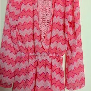 NO BOUNDARIES Lace Back-Sheer Blouse