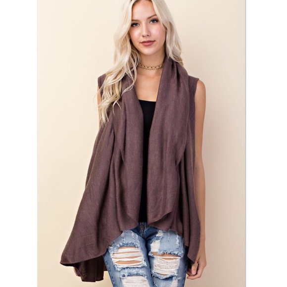 Last 1 Knit Cardigan Cape Sleeveless Cardigan Vest - Picture 2 of 6