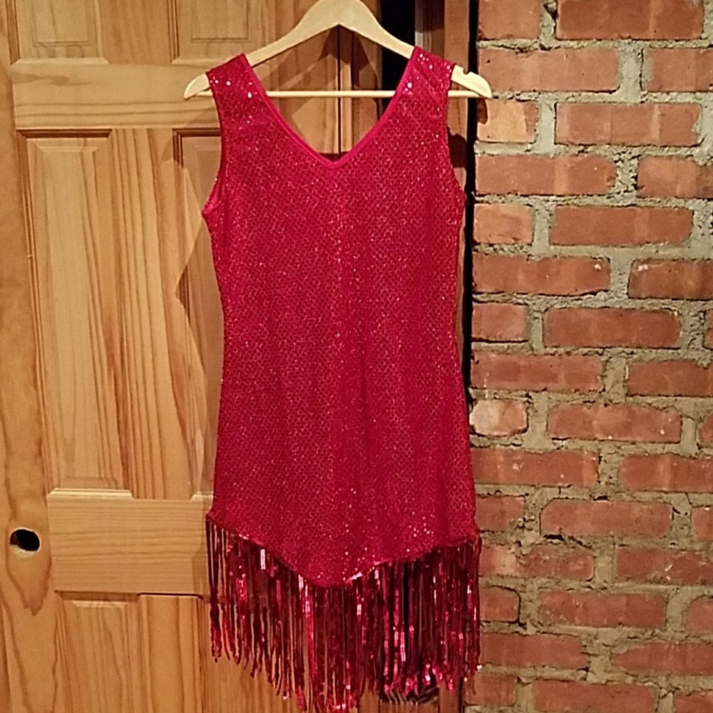 Red sequin flapper costume