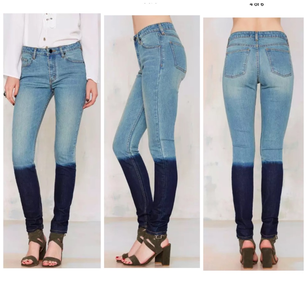 Nasty Gal Courtshop Shadow Dip Dye Skinny Jeans