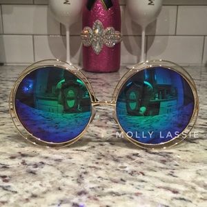 Blue Green Round Mirrored Sunglasses Blue Green Round Mirrored Sunglasses