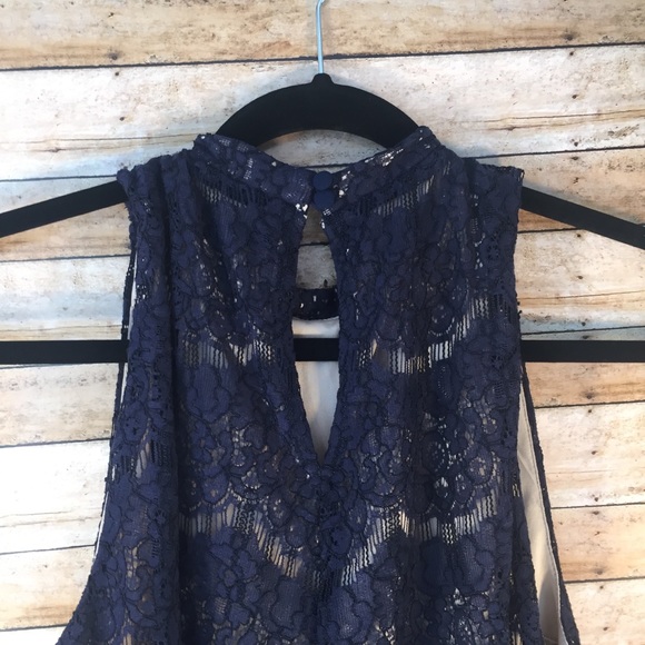 Gorgeous navy blue lace with cream background. NWT - Picture 3 of 3