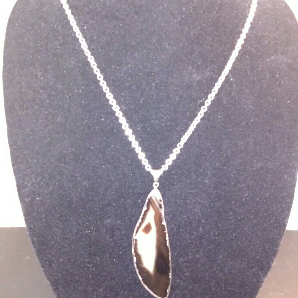 Purple Agate Slice Pendant Necklace
