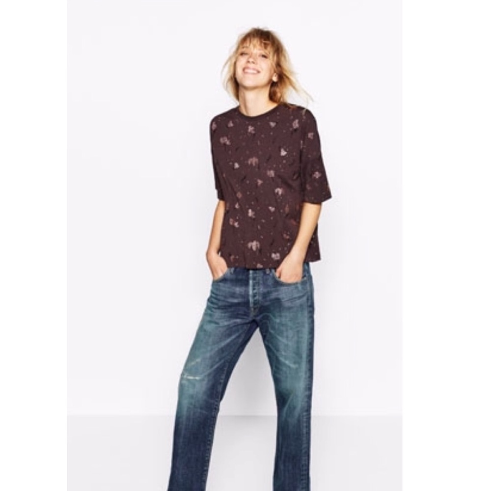 ZARA - New grey/brown and gold Short sleeve shirt