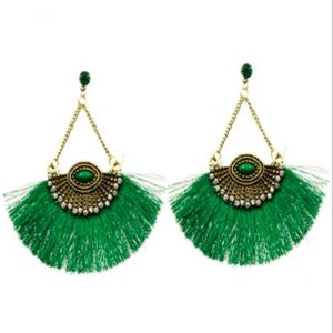 Green Fringe Earring