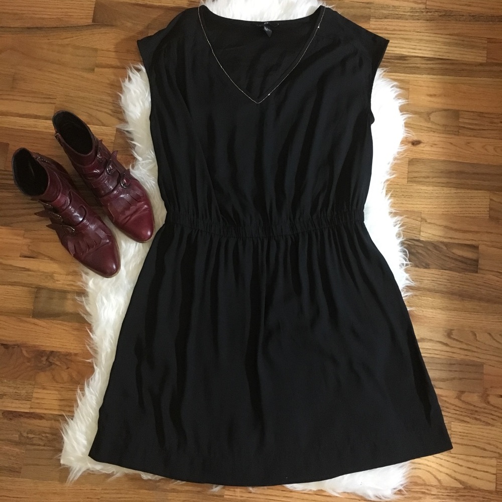 H&M black dress with small gold beaded v neckline