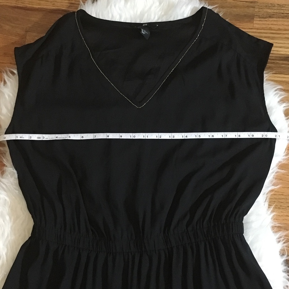 H&M black dress with small gold beaded v neckline - Picture 3 of 6