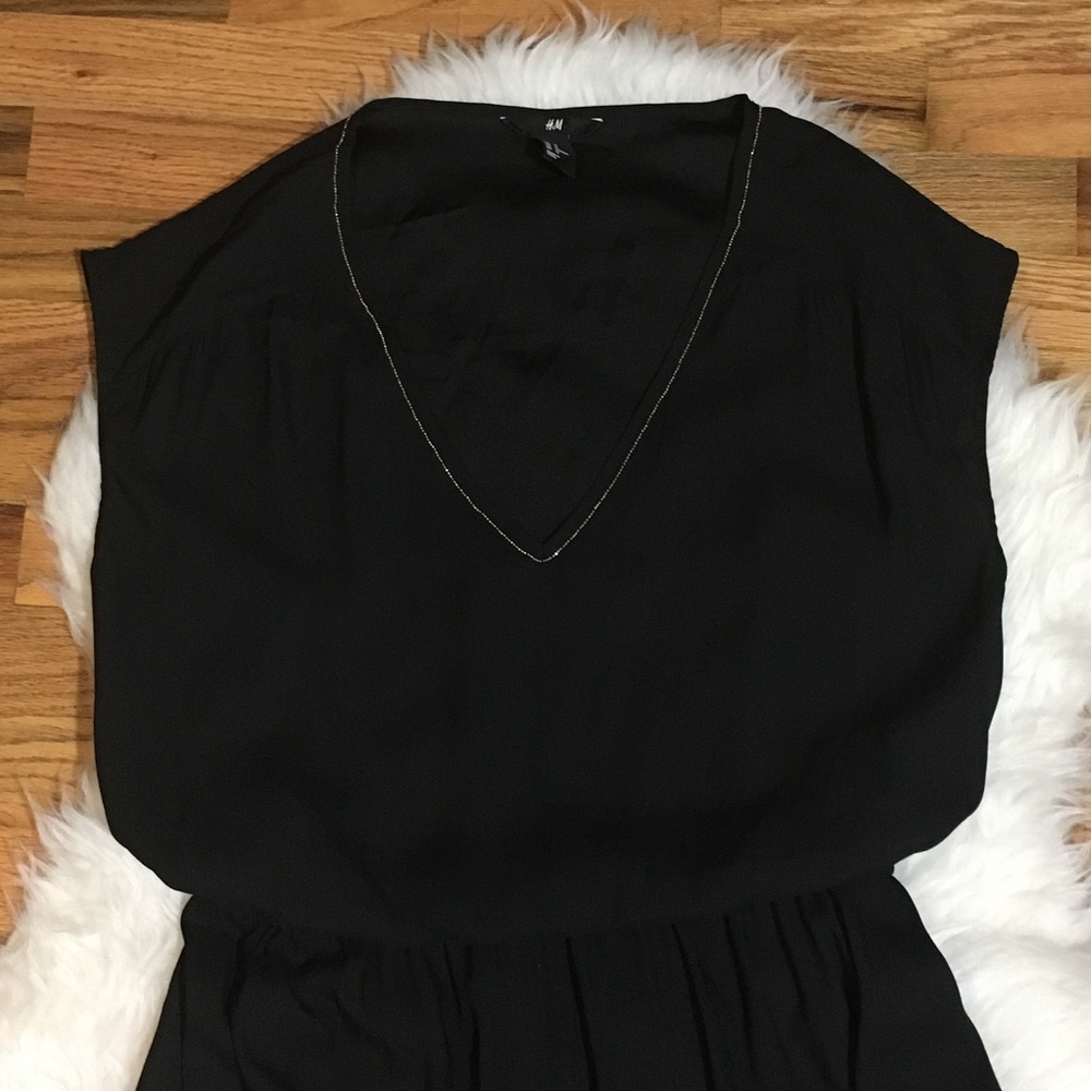 H&M black dress with small gold beaded v neckline - Picture 6 of 6