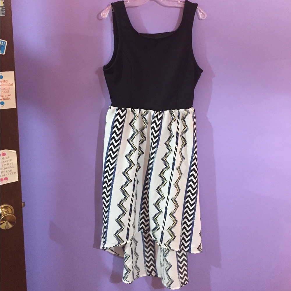 High low printed dress