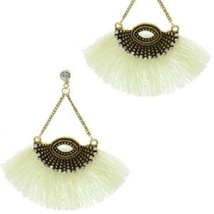 White Fringe Earring
