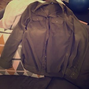 American Eagle Olive Long Sleeve Button Shirt