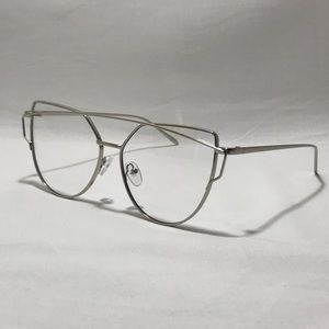Silver Clear Lens Cateye Glasses Silver Clear Lens Cateye Glasses