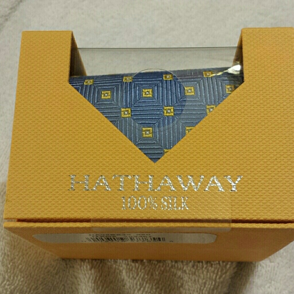 ⬇️$35 NIB Hathaway 100% Silk Blue Gold Necktie