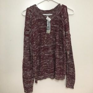 Cold cut shoulder burgundy sweater