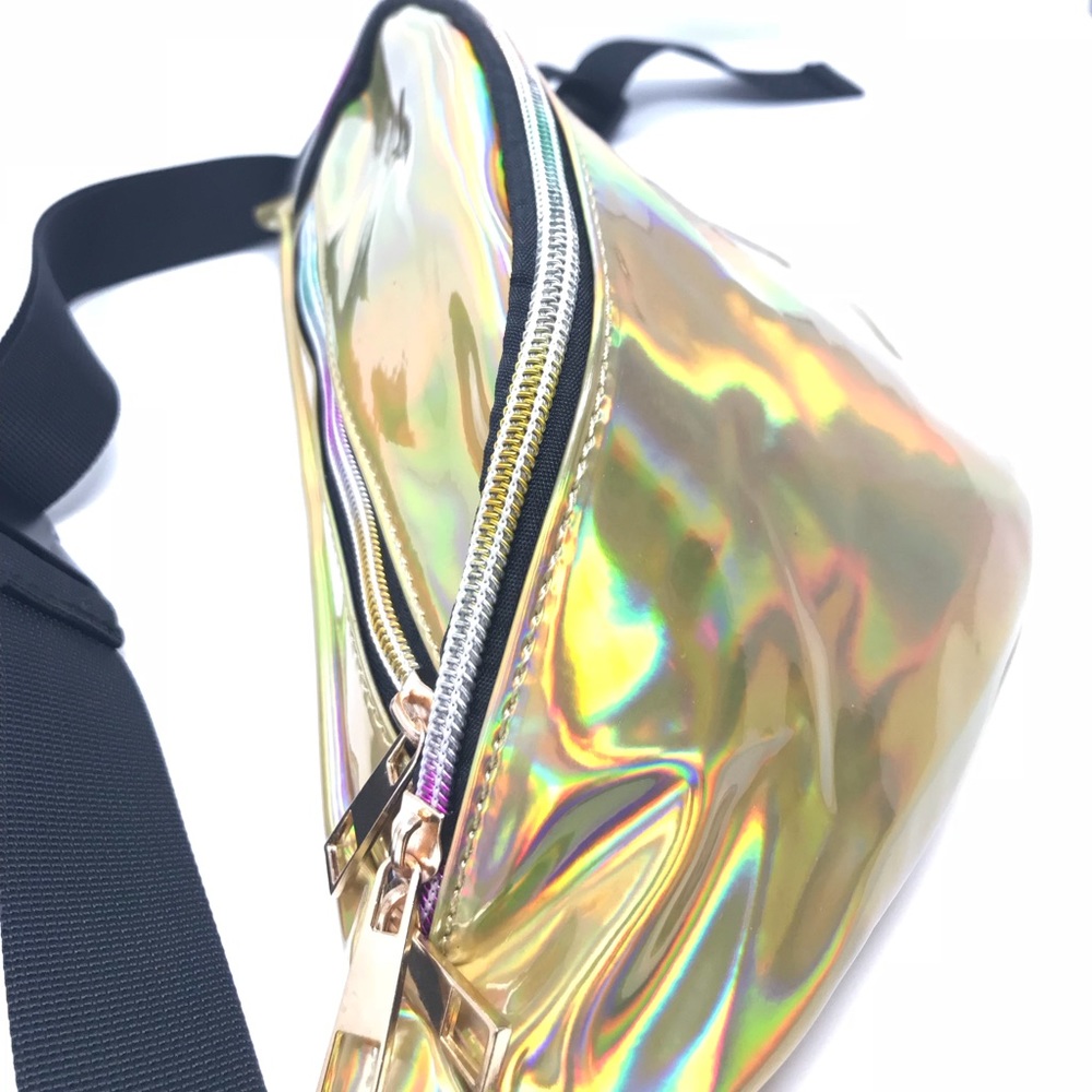 Fanny Pack Polyurethane Mini Bag w Rainbow Shine - Picture 3 of 8