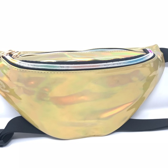 Fanny Pack Polyurethane Mini Bag w Rainbow Shine - Picture 2 of 8