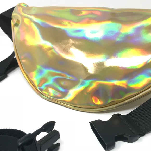 Fanny Pack Polyurethane Mini Bag w Rainbow Shine - Picture 6 of 8